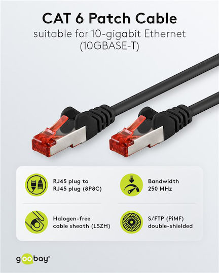 Goobay S/FTP Кат.6 (Gigabit) Мрежов Кабел Ethernet 10м Черен