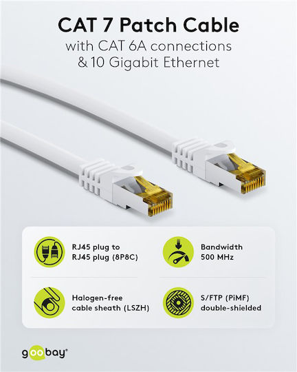 Goobay S/FTP Cat.7 (10Gbps) Network Cable Ethernet 3m White