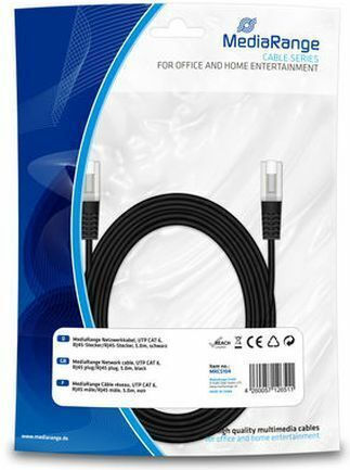 MediaRange U/UTP Кат.6 (Gigabit) Мрежов Кабел Ethernet 10м Черен