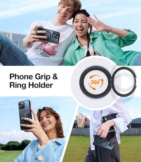 Torras Ostand Umschlag Rückseite Silikon Schwarz (iPhone 17 Pro / iPhone 16 Pro)
