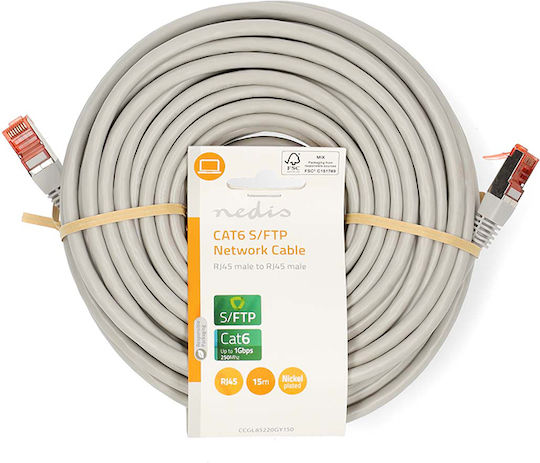 Nedis S/FTP Cat.6 Gigabit Ethernet Network Cable 15m Gray