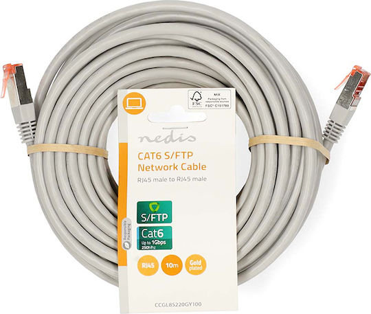 Nedis S/FTP Cat.6 (Gigabit) Καλώδιο Δικτύου Ethernet 10m Γκρι