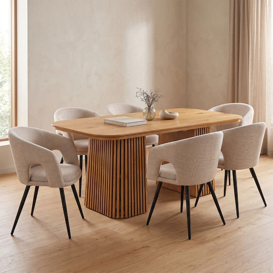 Masă De Sufragerie Cornel Extensibilă Cu 6 Scaune 120(+60)x90cm
