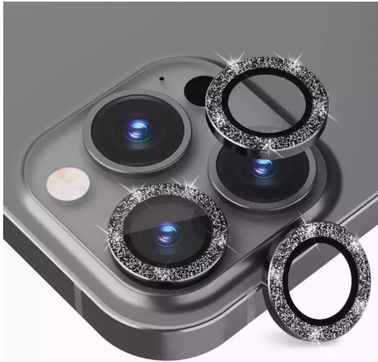 Glitter Ring Протектор за камера Закалено стъкло Черен за iPhone 13, iPhone 13 mini