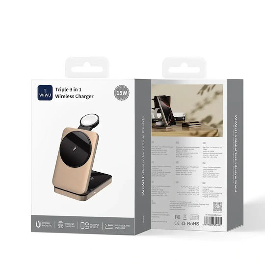 Wiwu Wireless Charger (Qi Pad) 15W Golds (W038)