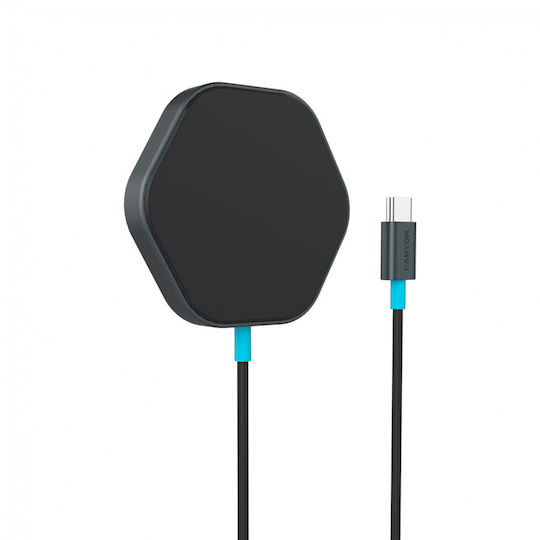 Canyon Ασύρματος Φορτιστής (Qi Pad) και Καλώδιο USB-C 15W Power Delivery Μαύρος (Hexagon 110)
