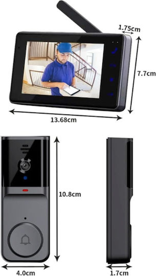 Wireless Doorbell Camera Two Way Intercom Video HD 1080p 4.3″ Screen 120° Angle Xd2501