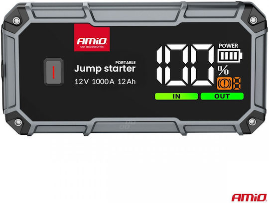 Amio Starter Portabil Baterie 3 în 1 Tip Jump Starter Lumină Led Powerbank Tensiune de Operare 12v Capacitate 12ah 500-1000a Pentru Autoturisme 1 Buc 04676/am 04676/am