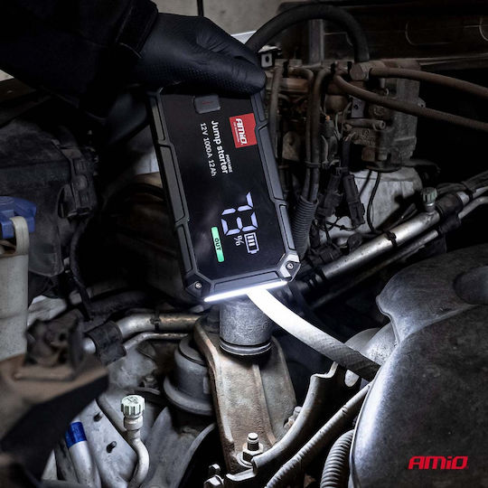 Amio Starter Portabil Baterie 3 în 1 Tip Jump Starter Lumină Led Powerbank Tensiune de Operare 12v Capacitate 12ah 500-1000a Pentru Autoturisme 1 Buc 04676/am 04676/am