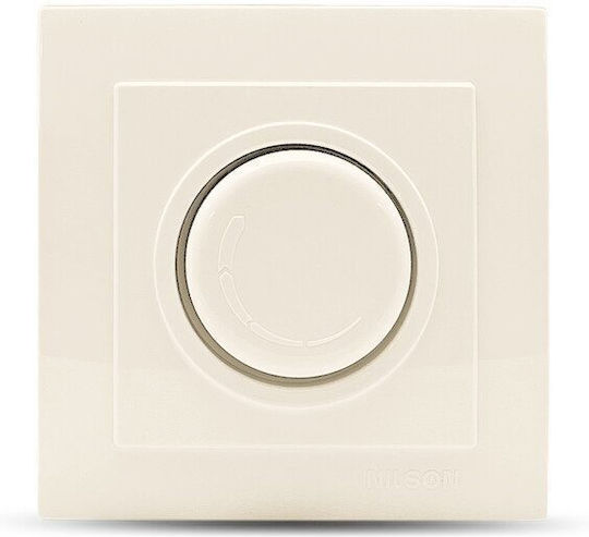 Geyer Χωνευτός Διακόπτης Dimmer με Πλαίσιο LED Περιστροφικός σε Μπεζ Χρώμα