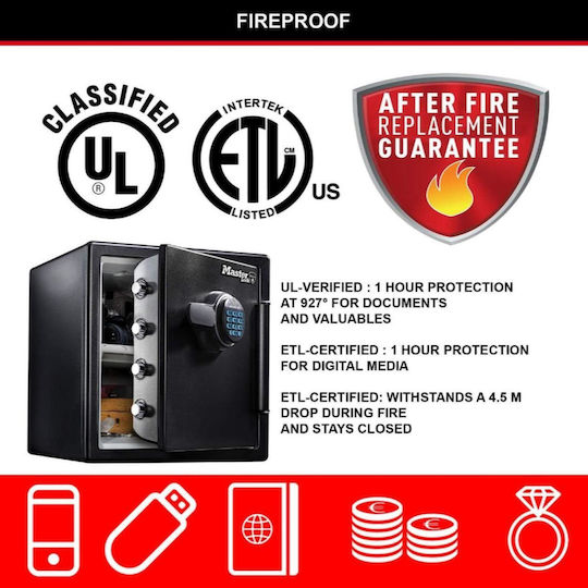 Master Lock LFW123FTC Πυρασφαλές Χρηματοκιβώτιο με Ψηφιακό Κλείδωμα Μ41.5xΠ49.1xΥ45.3cm Βάρους 38.9kg