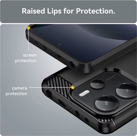 Techsuit Carbon Umschlag Rückseite Silikon / Kunststoff Schwarz (Xiaomi 17)