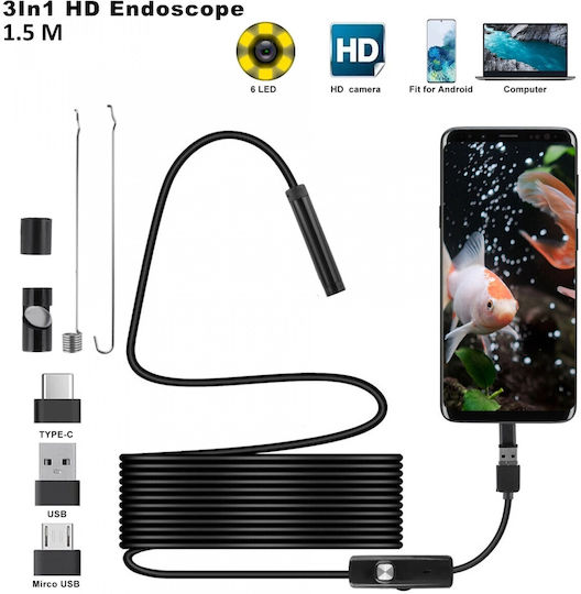 Ендоскопска камера за мобилни устройства с резолюция 640x480 пиксели и кабел 1.5м