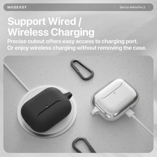 Mageasy Hülle in Silber Farbe für Apple AirPods Pro 3