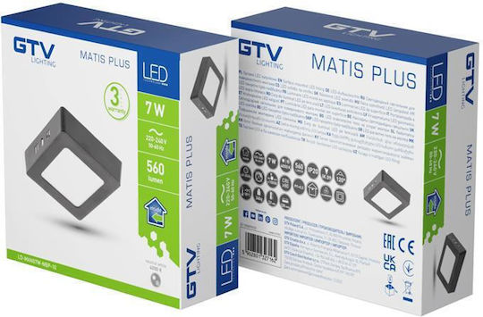 Gtv LED Natürliches Weiß Decken- und Wandleuchte in Schwarz