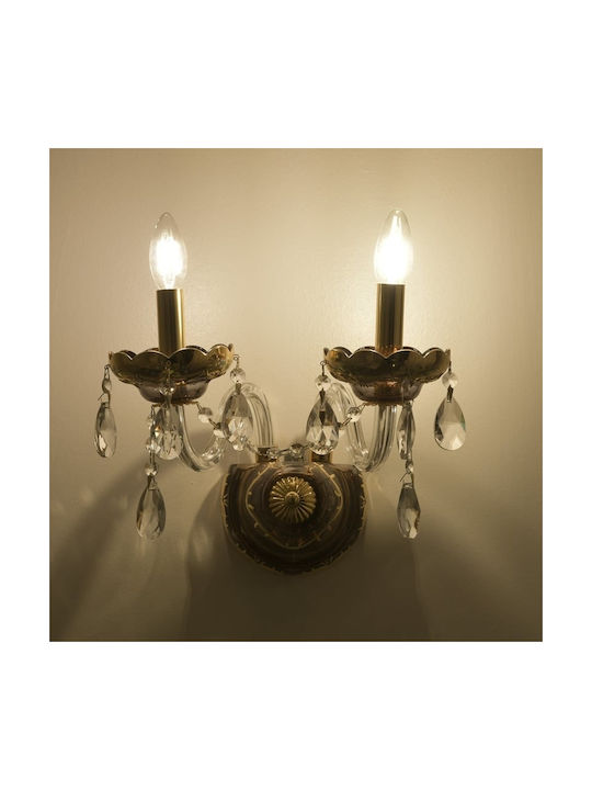 Inart Vintage Wall Lamp with E14 Socket Black 17x17x28cm