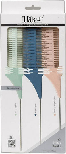 Eurostil Strähnenkamm 3 Farben