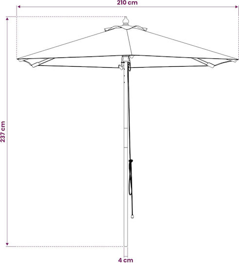 Holz-Garten- und Terrassen-Sonnenschirm Grau 2,37x2,37xHöhe 2,37 m
