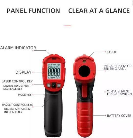 Habotest HT641B Infrarot- und Laserthermometer Für Temperaturen Von 0°C Bis 600°C Mit Verhältnis Von Abstand Zum Ziel 12:1