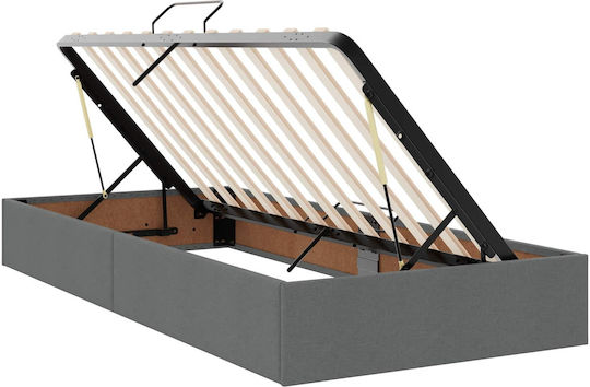 Dunkles Wandbett Einzel mit Samt Dunkelgrau mit Lattenrost & Matratze 100x200cm