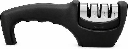 Afilatoare Profesională Manuală de Cuțite Next Trend Sistem 3 în 1 Tungsten Diamant Ceramic Mâner Ergonomic Antiderapant Ascuțire Rapidă și Precisă Pentru Cuțite de Bucătărie Negru
