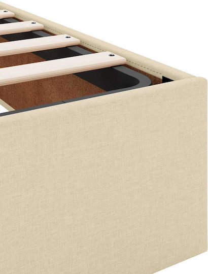 Wandbett Einzel mit Stoff Beige mit Lattenrost & Matratze 100x200cm