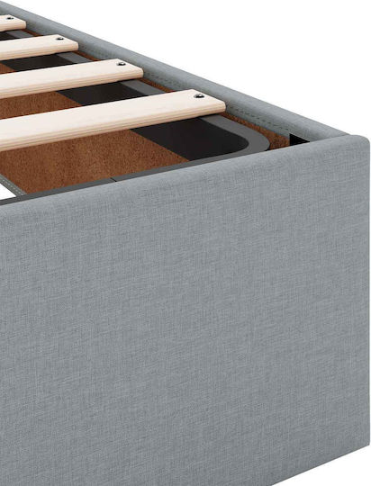 Wall Bed King Size Upholstered with Velvet Light Grey with Slats and Mattress 200x200cm
