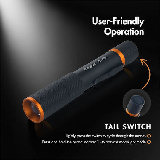 Uniross Rechargeable LED Flashlight IP44 with Maximum Brightness 1000lm