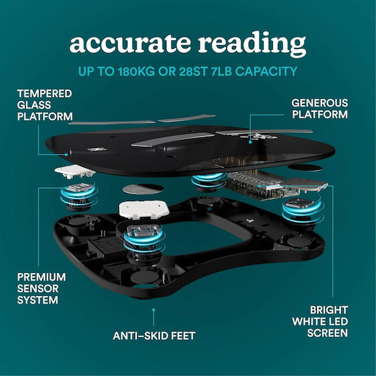 Homedics Smart Ζυγαριά με Λιπομετρητή & Bluetooth Μαύρη