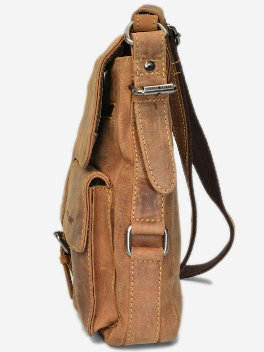 Geantă bărbătească de umăr / tip crossbody din piele maro