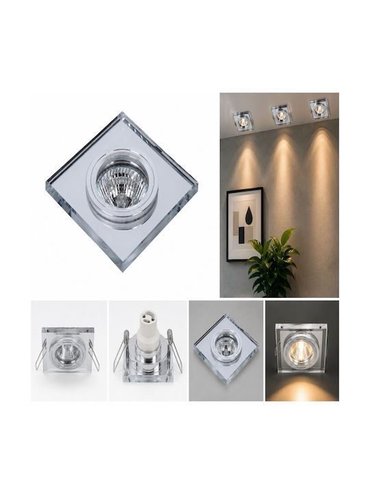 Pătrat Cadru Din Sticlă Pentru Spot GU10 9x9cm