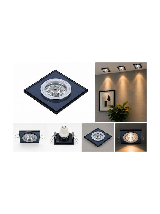Cadru Pătrat Din Sticlă Pentru Spot GU10 9x9cm C1202-BK