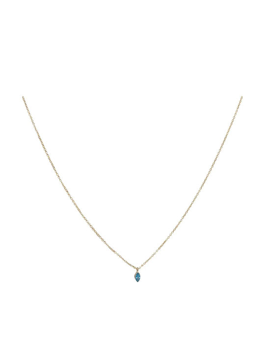 Gold 9 K Necklace with Zircon Turquoise