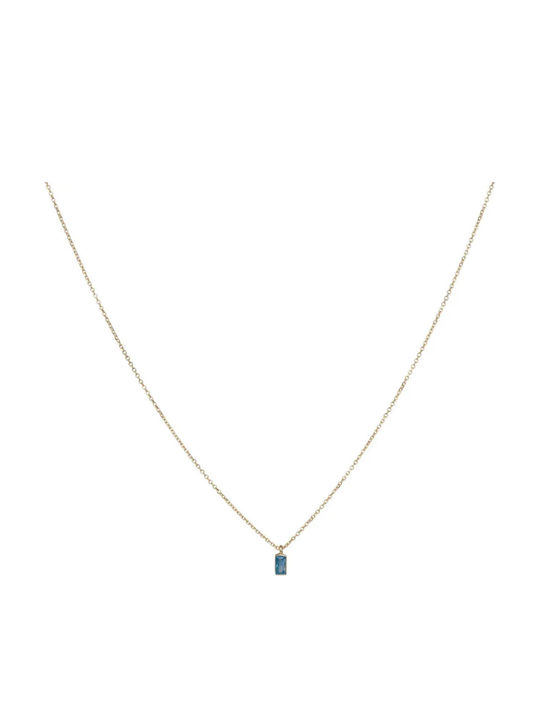Gold 9K Necklace with Zircon Turquoise