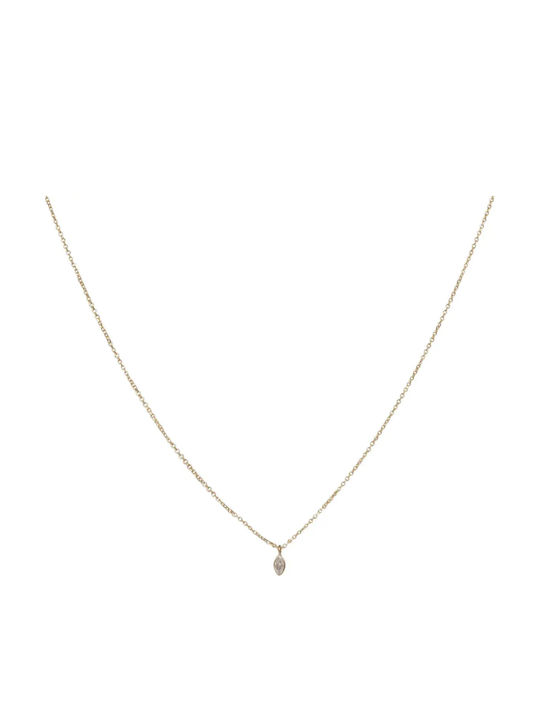 Gold 9 K Necklace with Zircon