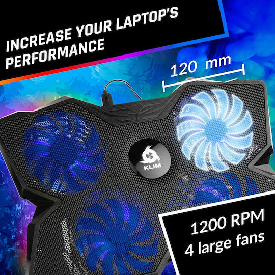 Klim Stand de Suport pentru Laptop până la 17.3" cu 4 Ventilatoare și Iluminare B09XVLPGZJ