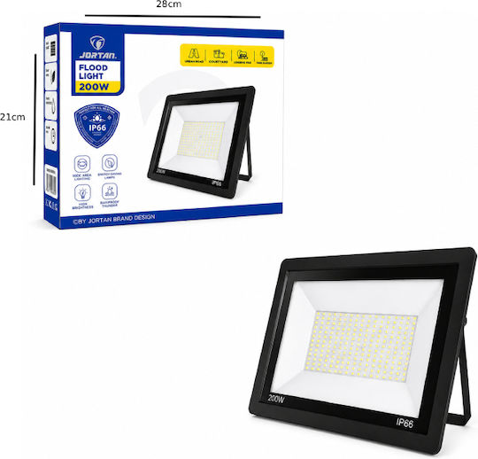 Jortan Στεγανός Προβολέας LED 200W IP66
