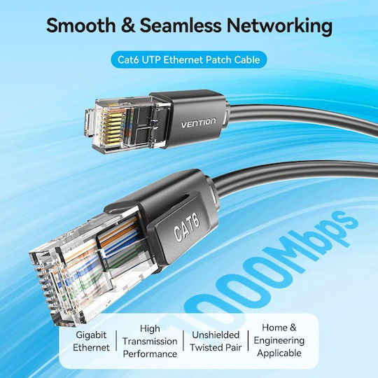 Vention Netzwerkkabel Kat.6 U/UTP 1,5m Schwarz