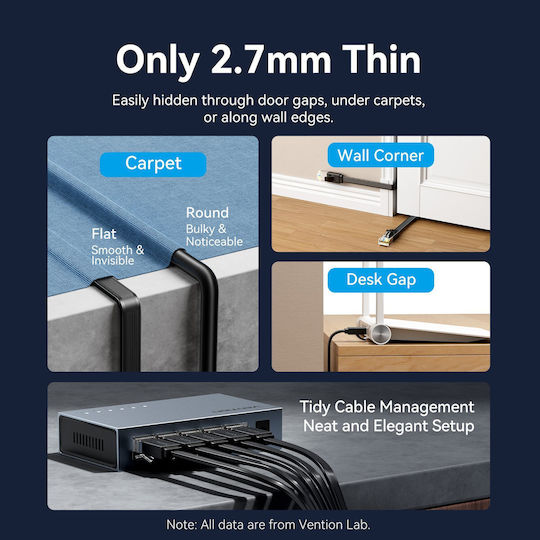 Vention Network Cable Cat7 Flat 1.5m Black Icgbg