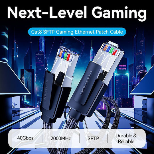 Vention Network Cable Cat8 Sftp Braided 2.0m Black-nickel Ikobh