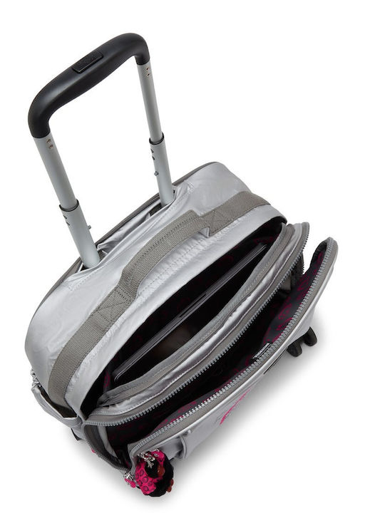 Kipling Happy Face Σχολική Τσάντα Τρόλεϊ Ασημί 40.5 x 20 x 45εκ