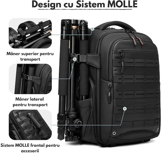Rucsac Foto Multifuncțional 2 În 1 Geantă Profesională Pentru Camere Dslr Mirrorless Camere Sport Dronă Suport Pentru Trepied Obiective Accesorii Compartiment Pentru Laptop Impermeabil Rucsac Cu Buzunare Multiple Capacitate Mare 20x43x30 Cm