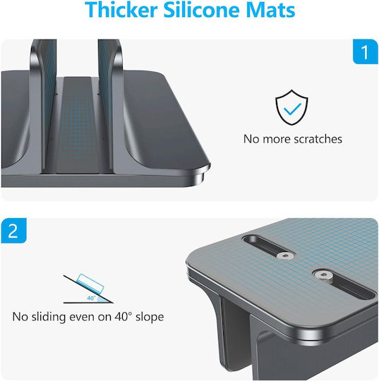 Omoton Vertical Laptop Stand έως 17.3" Γκρι