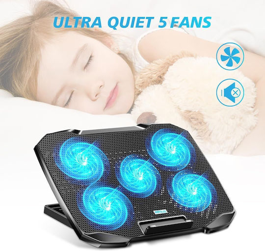 Aimiuzi Stand de Susținere pentru Laptop până la 15.6" cu 5 Ventilatoare și Iluminare