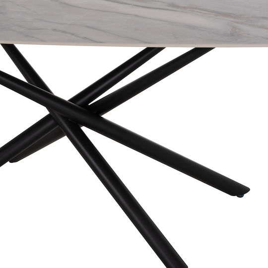Iska Masă de Sufragerie cu Suprafață Ceramică Alb/Maro 160x90x79cm