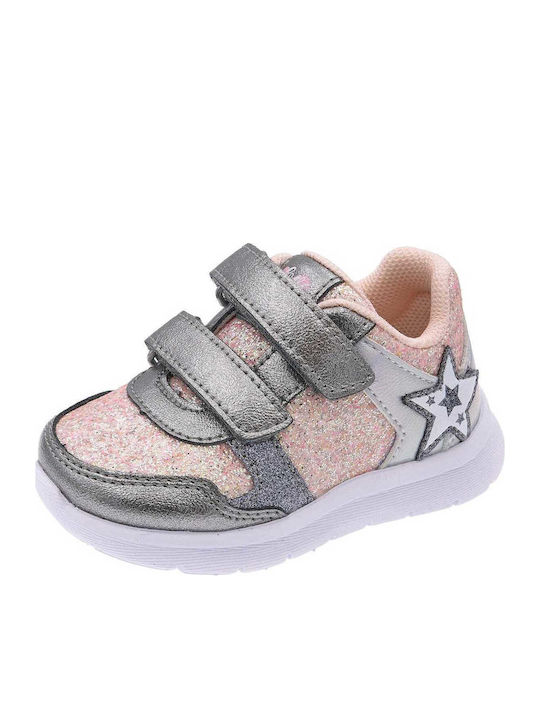 Kids Sneakers Anatomic With Hoop & Loop Closure Silver