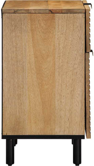 Нощно Шкафче Дървено с Метални Крака Кафяво 50x33x60см