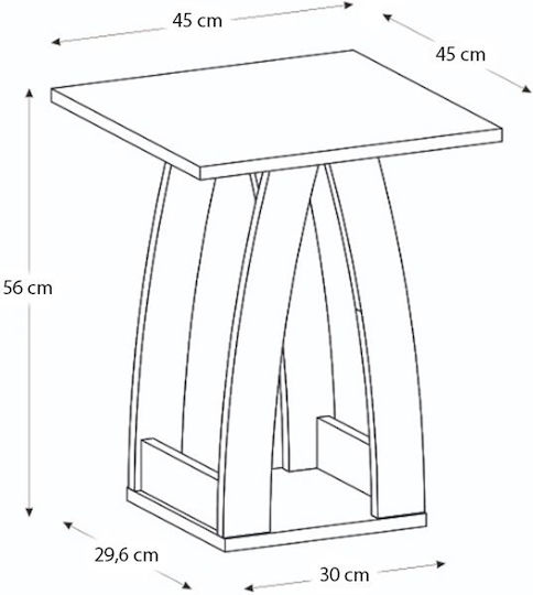 Deros Wooden Grey Bedside Table 45x45x56cm