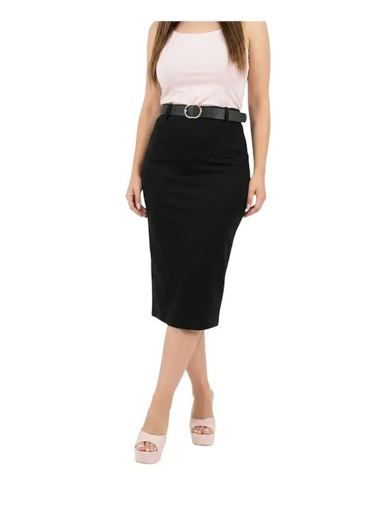 Pencil Midi Skirt Black