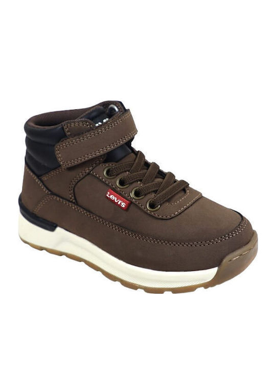Kids Ankle Boots with Hoop & Loop Closure Brown